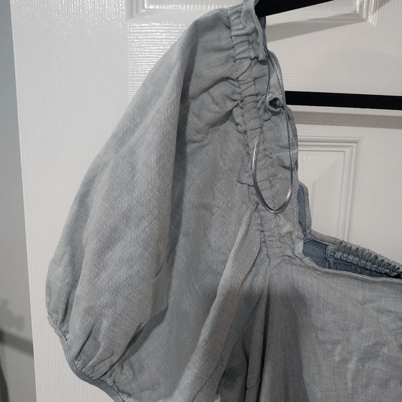 NWT Who What Wear Chambray Light Blue Twill Puff Sleeve Mini Dress in Size XXL - Picture 5 of 8